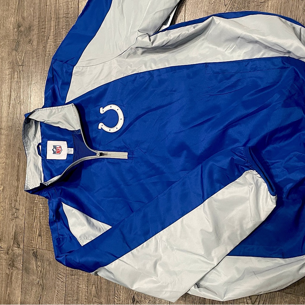 NWT NFL Indianapolis Colts 1/4 Zip Pullover Jacket Blue/Grey Size XXL